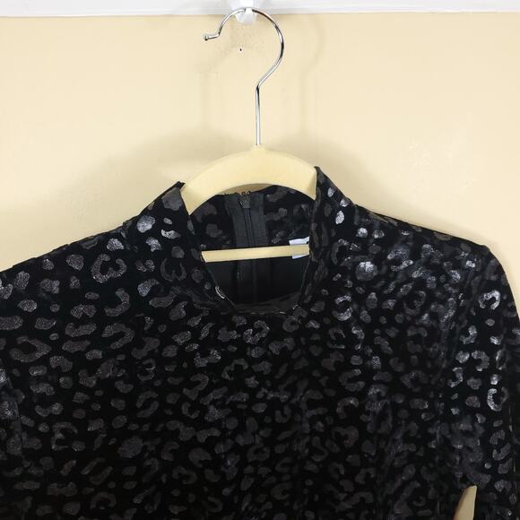 525 America Black Leopard Velvet Dress Size M - Picture 6 of 12
